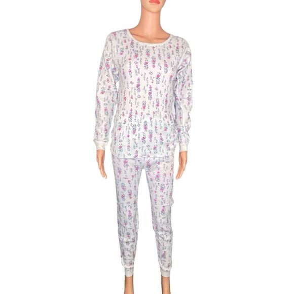 J E Morgan Floral Thermal Long Sleeve Pajama Set Cozy Cold Weather Wear Size XXL - Picture 1 of 5